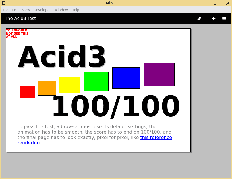Min (web browser) 1.5.1 tests Acid3 screenshot
